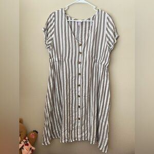 Summer/Spring Striped Button-Front Dress